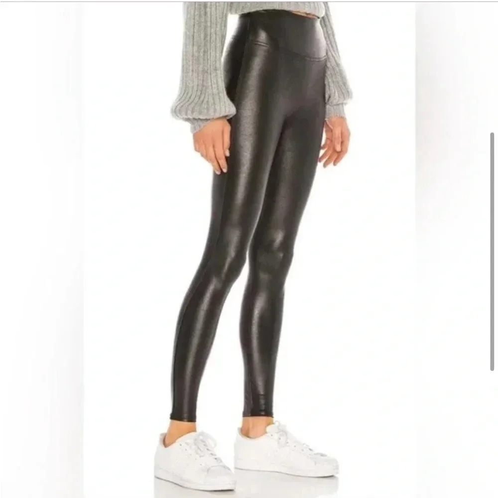 SPANX Women’s Faux Black Leather Leggings NWOT Size Extra Small‎